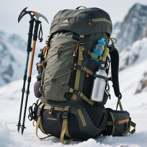 Zaino da trekking 50L accuratamente progettato con telaio interno impermeabile antipioggia e chiusura a cerniera per il campeggio - Product Image 4