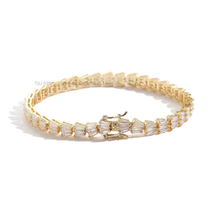 <b>Copper</b> Ladder Zircon Tennis <b>Bracelet</b>, <b>Copper</b> Zirconium Hip Hop <b>Bracelet</b> Tanjing Fashion Lijing Necklace - Product Image 5