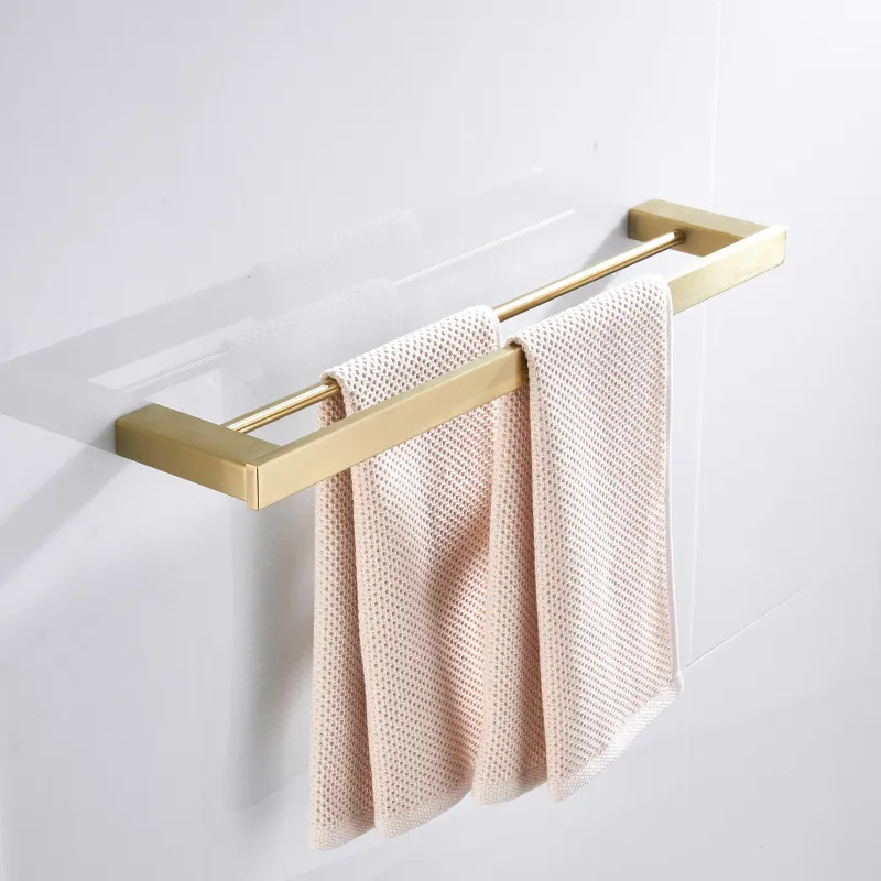 Badkamer accessoires rvs 304 materiaal borstel goud dubbele handdoek bar