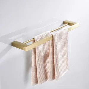 Accessori per il bagno in acciaio inox 304 materiale pennello d'oro a doppia barra di tovagliolo