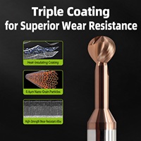 Fraise à queue sphérique HRC60 en carbure monobloc avec revêtement nano-bronze pour usinage CNC de l'acier