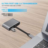 USB TYPE C HUB vers HDMI & VGA & 4 en 1 HDMI 4K 30HZ VGA 1080P 60HZ USB C HUB pour ordinateur USB 3.0