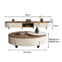 Meuble TV moderne en gros avec table basse, ensemble de meubles de salon de luxe en noyer, console multimédia en bois, meuble TV
