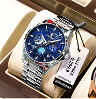 Relojes POEDAGAR 916 para hombre, relojes de cuarzo con esfera de cielo estrellado, elegantes y de negocios, relojes de lujo de cuero, resistentes al agua y luminosos, para hombre, ideales para regalo.