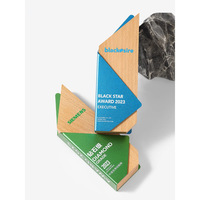 Plaque de récompense d'entreprise personnalisée en bois et métal avec logo rectangulaire gravé, élégante et créative, de la marque Honor