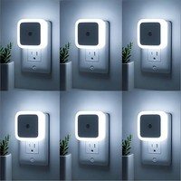 Lot de 6 mini lampes LED de nuit avec capteur crépusculaire, applique murale pour bureau, prise EU/US 220V, design industriel en ABS