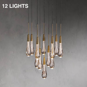 Candelabro Lineal de Lujo Estilo Americano Nórdico para Restaurante Lámparas Colgantes Gota de Lluvia para Isla de Comedor Candelabro Gota de Agua - Product Image 6