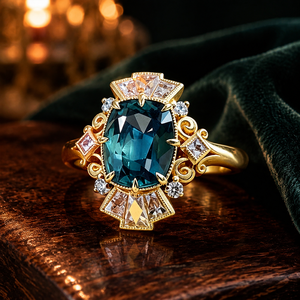 Anello Vintage Stile Corte con Gemma Blu per Donne, Elegante Gioiello da Dito - Product Image 4