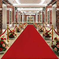 Red Carpet Runner Rug Party Event Non-Slip TPR Rubber Backed Low Pile Machine Made Aisle Runway Step Proposal Wedding Christmas