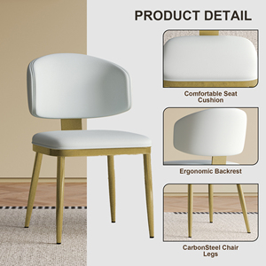 <span class=keywords><strong>Set</strong></span> di 2 sedie da pranzo bianche, sedie per la casa dal design moderno, sedie da pranzo in metallo e pelle PU per cucina e sala da pranzo - Product Image 5