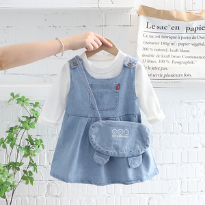 Conjunto de Ropa Infantil de Boutique 2022 al por Mayor para Niñas: Camiseta de Algodón de Manga Larga para Otoño y Vestido Vaquero Lavado con Espalda Descubierta - Product Image 3
