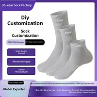 Chaussettes décontractées mi-mollet côtelées personnalisables avec logo brodé sur mesure, antibactériennes et désodorisantes