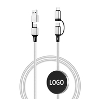 Cable USB Tipo C 4 en 1 con Logotipo Luminoso, Certificado FSC GRS Ecológico, Cable de Carga Rápida de 3A 60W con Logotipo de Marca