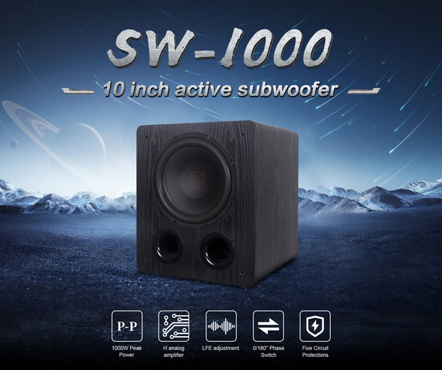 SW-1000 Best 10 Inches Active Subwoofers Speaker for Home Theater System