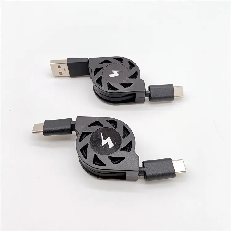 High Quality Retractable Type C Cable Fast Charging 100W Usb C to Usb C Pd Charging Cable Black Ce Oem Standard Stock HL Braid