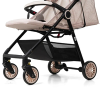 Poussette bébé pliable de luxe en métal, tissu doux pour la peau, légère, poussette d'avion portable, vente en gros