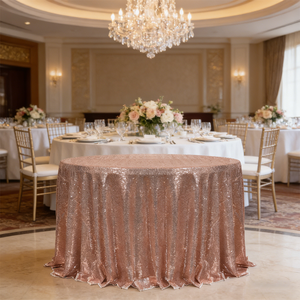 <strong>Black</strong> Sequin 120" Round <strong>Tablecloth</strong> - Product Image 3