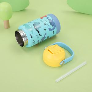 Botella de Agua Aislada para Niños de 12oz/18oz, Taza Antiderrames para Niños Pequeños con Pajitas y Tapas, Botella Aislada al Vacío de Acero Inoxidable para Niños - Product Image 5