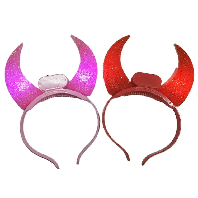 Xmas novelties led flashing devil horns hair band light up devil horns