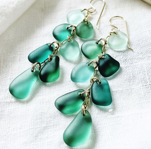 Été océan mer trouve tumbled pirate fait à la main verre verre glaser perle peignage pendentif bracelet boucles d'oreilles anneaux ensemble de bijoux - Product Image 1