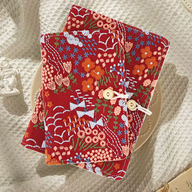 Flower sea embroidery (red background ins style)
