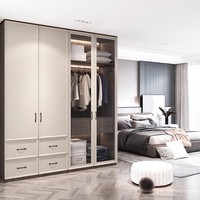 Armoire de luxe moderne et simple, grande capacité, avec portes battantes réglables, idéale pour chambre et salon – Meilleure vente
