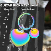 Cadeau promotionnel, plectre de guitare portable en acier inoxydable tendance avec porte-clés, imperméable et léger pour guitare acoustique/électrique