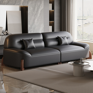 Sofá de Cuero Lujoso con Patas de Madera, Sofá Moderno para Sala de Estar, Bonito Sofá Minimalista para el Hogar, Diseño Simple - Product Image 6