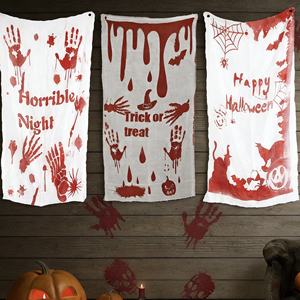 Tela Espeluznante para Fiesta de Halloween Pafu con Huellas de Manos, Calabazas, Murciélagos, Telarañas, Sangre, Gasa para Puerta, Decoración de Casa Embrujada para Suministros de Halloween - Product Image 1