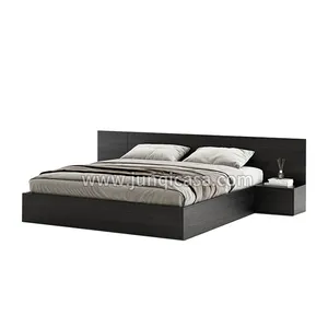 سعر المصنع الحديثة تصميم الملك حجم غرفة نوم فندق سرير مزدوج مع تخزين خشب متين هيكل سرير