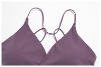 Soutien-gorge de sport personnalisé pour femme, col en V, torsadé devant, bretelles spaghetti, rembourré, sans armatures, pour gym et yoga