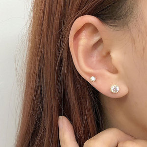Pendiente de cartílago de oro macizo de 10K 14K con forma de CZ de 20g, <span class=keywords><strong>piercing</strong></span> <span class=keywords><strong>helix</strong></span>, rook, conch, tragus, con tuerca de rosca, joyería fina para bodas - Product Image 2