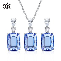 Bijoux Fantaisie Femme Collier en argent 925 Boucles d'oreilles Ensemble pour fêtes Fiançailles Anniversaires Cadeaux