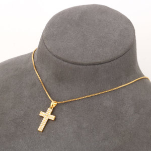 Elegante Collar de Acero con Incrustaciones de Oro para Mujer, Diseño Cruzado, Ajuste Universal - Product Image 5