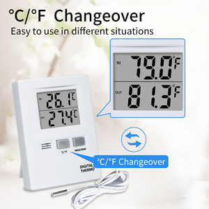 <span class=keywords><strong>Thermomètre</strong></span> numérique intérieur/<span class=keywords><strong>extérieur</strong></span> <span class=keywords><strong>avec</strong></span> fil externe de 1 mètre et fonction de <span class=keywords><strong>mémoire</strong></span> max/min en plastique ABS - Product Image 5