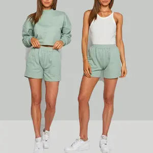 3 Piece Short Set Women Knitted Tank Tops Plus Size Sweatshirt High Waist Shorts for Women 3 Piece Outfits Track Suit Plain