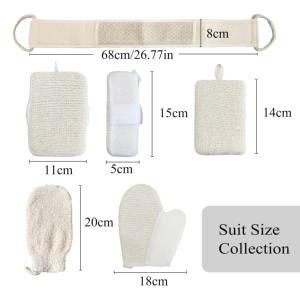 Spugne da bagno in cotone ramietto naturale esfoliante set di guanti da doccia - Product Image 2