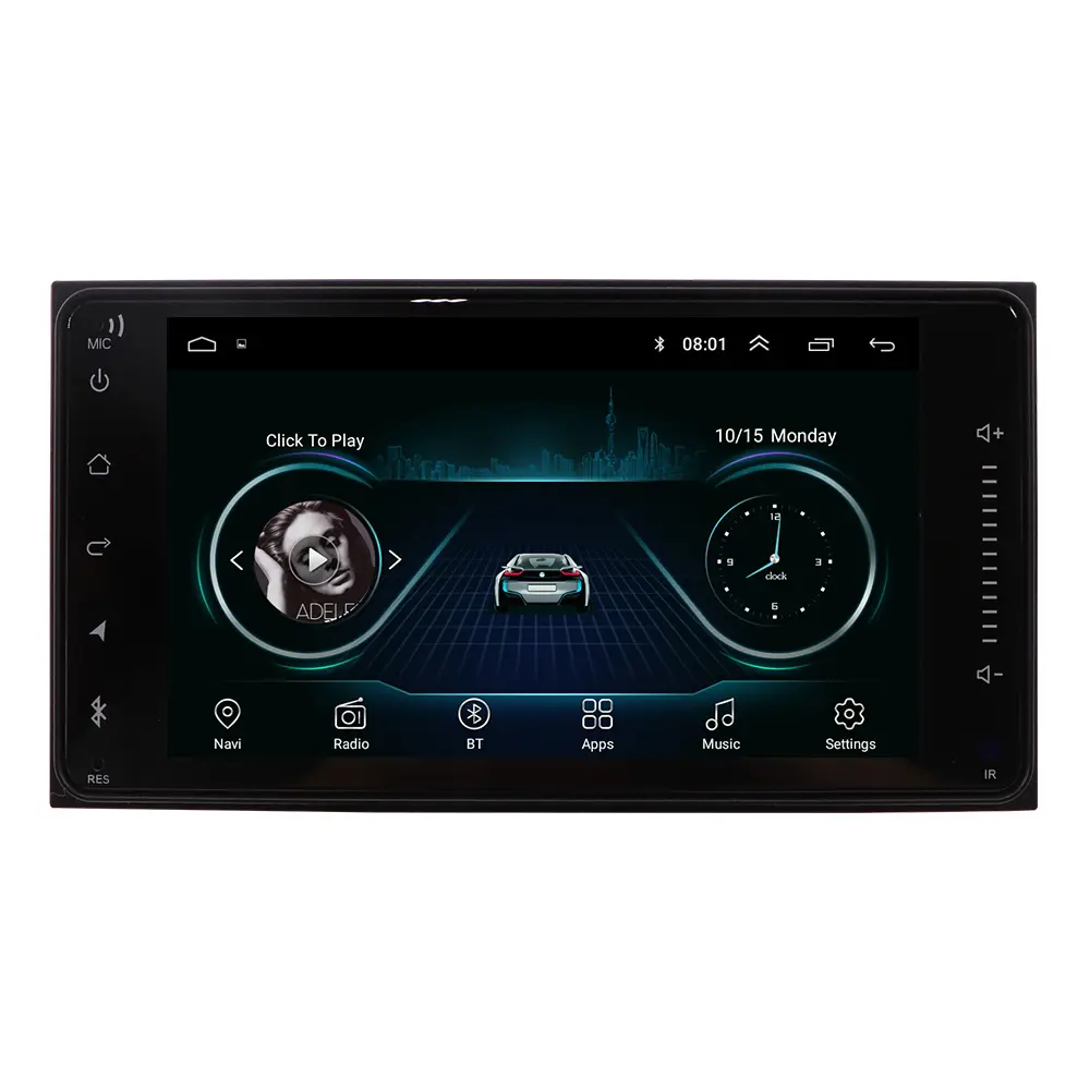Autoradio Android, écran tactile 7 ", navigation GPS, lecteur multimédia, DVD, universel, 2 Din, pour voiture Toyota