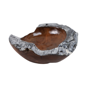 Ciotola decorativa in legno di teak con bordi bruciati per centrotavola da caffè, decorazione per la casa, accessorio per il piano della cucina - Product Image 2