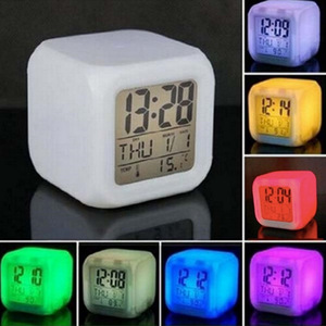 Square <b>Digital</b> Alarm <b>Clock</b> With Date Display And Temperature For Desk Use - Product Image 2
