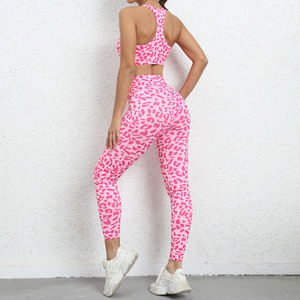 Costume de yoga imprimé léopard beau dos exercice serré <span class=keywords><strong>fesses</strong></span> de pêche levage taille haute ensemble de fitness <span class=keywords><strong>femme</strong></span> - Product Image 6
