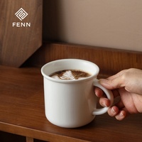Mug à café en céramique FENN 350 ml, blanc brillant, avec poignée, logo personnalisé OEM ODM pour cadeau promotionnel, café, hôtel, maison