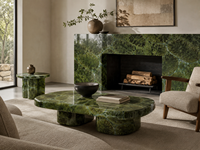 Dalles de quartzite Vitoria Regia avec veinage vert pour comptoirs, tables à manger, comptoirs de bar et grands panneaux en chevalet.