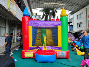 Château gonflable coloré avec toboggan sec, salle de saut intérieure, mur d'<span class=keywords><strong>escalade</strong></span>, maison de jeu et trampoline gonflable pour enfants - Vente en gros - Product Image 2