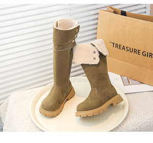 Winter High Ankle Boots for Girls Maillard Cuffed With Warm PU Kids Boot - Product Image 5