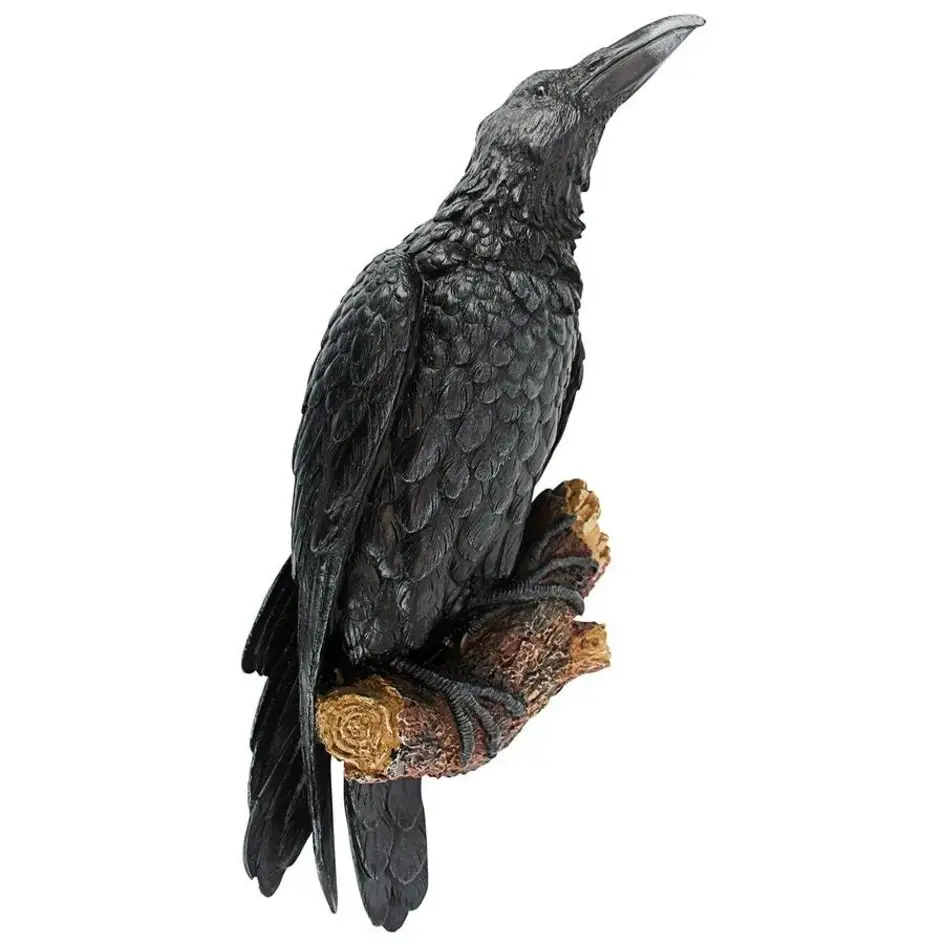 カラスの木の像の装飾刻まれた黒いレイヴンの像カラスの彫刻鳥の彫刻