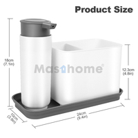 Masthome organisateur d'évier de cuisine porte-éponge distributeur de savon égouttoir à récurer accessoires de lavage de la vaisselle caddie d'évier avec plateau de vidange