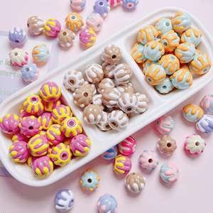 16mm Cute Hand-painted Pumpkin Multi-color Modern <b>Large</b> Hole Round Acrylic <b>Beads</b> DIY Jewelry Mobile Phone Chain Accessories - Product Image 1