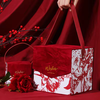 Offre Spéciale Boîtes de papier cadeau jaune rouge de luxe vides de faveur de mariage chinois avec poignée