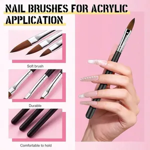 3/5PCS Acrylic Nail <b>Brushes</b> Set for Acrylic Powder Nail Glue Acrylic Application/Extension/Carving Nail Professional <b>Brushes</b> 15/ - Product Image 3